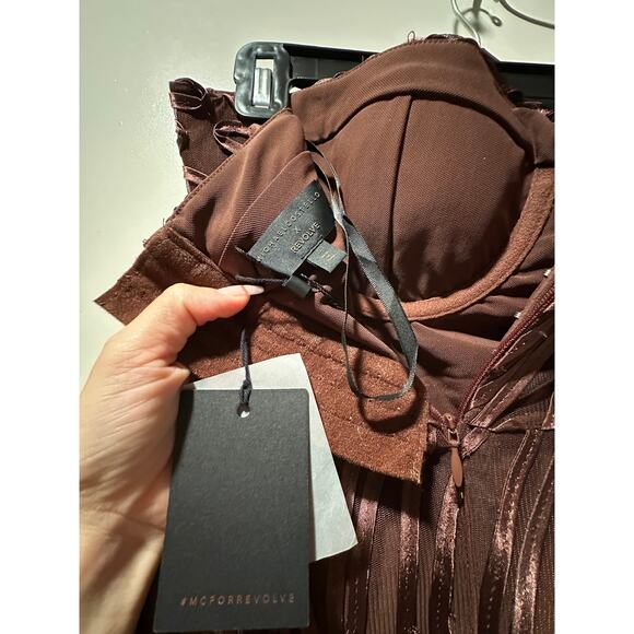 MICHAEL COSTELLO X REVOLVE Womens Strapless Opal Maxi Dress Chocolate Brown S - Picture 5 of 8